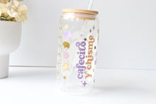 Load image into Gallery viewer, Coffee Theme Glass Coffee Cup With Bamboo Lid And Glass Straw