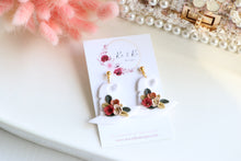 Load image into Gallery viewer, Witch Hat Polymer Clay Earrings – Handmade Halloween Earrings | Spooky Cute Statement Jewelry | KeandKi Designs (White Flower)