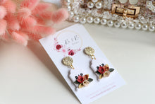 Load image into Gallery viewer, Tomb Polymer Clay Earrings – Handmade Gothic Floral Halloween Earrings | Spooky Elegant Jewelry | KeandKi Designs (Black)