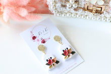 Load image into Gallery viewer, Tomb Polymer Clay Earrings – Handmade Gothic Floral Halloween Earrings | Spooky Elegant Jewelry | KeandKi Designs (White)