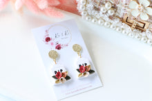 Load image into Gallery viewer, Tomb Polymer Clay Earrings – Handmade Gothic Floral Halloween Earrings | Spooky Elegant Jewelry | KeandKi Designs (Black)