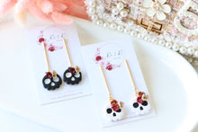 Load image into Gallery viewer, Floral Tiny Skull Polymer Clay Earrings – Mini Gothic Floral Earrings | Handmade Spooky Cute Jewelry | KeandKi Designs (Black)