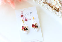 Load image into Gallery viewer, Floral Ghost Polymer Clay Earrings – Spooky Cute Halloween Earrings | Handmade Feminine Ghost Jewelry | KeandKi Designs ( White terracotta red beige Floral )