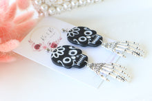 Load image into Gallery viewer, Skull Polymer Clay Earrings – Handmade Gothic Halloween Earrings | Spooky Cute Statement Jewelry | KeandKi Designs(Floral)