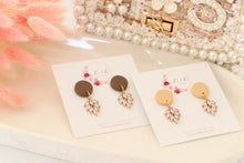 Load image into Gallery viewer, Simple Dotted Stud Charm Drop Earrings | Minimal Handmade Polymer Clay Dangle | Everyday Elegant Earrings – KeandKi Designs (Cowboy)