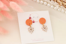 Load image into Gallery viewer, Simple Dotted Stud Charm Drop Earrings | Minimal Handmade Polymer Clay Dangle | Everyday Elegant Earrings – KeandKi Designs (Orange)