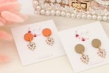 Load image into Gallery viewer, Simple Dotted Stud Charm Drop Earrings | Minimal Handmade Polymer Clay Dangle | Everyday Elegant Earrings – KeandKi Designs (Beige)