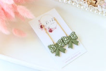 Load image into Gallery viewer, Polka Dot Ribbon Bow Dangle Drop Earrings