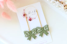 Load image into Gallery viewer, Polka Dot Ribbon Bow Dangle Drop Earrings