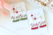 Load image into Gallery viewer, Snow Globe Christmas Earrings – Handmade Holiday Dangle Earrings for Women