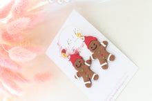 Load image into Gallery viewer, Gingerbread Earrings – Handmade Festive Christmas Dangle Earrings for Women