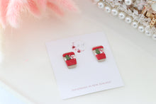 Load image into Gallery viewer, Coffee Cup Christmas Earrings – Handmade Festive Dangle Earrings for Women
