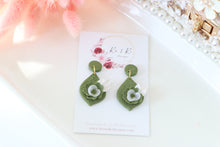 Load image into Gallery viewer, Green Floral Dangle Earrings