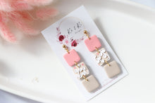 Load image into Gallery viewer, Floral Square Dangle Drop Earrings