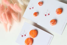 Load image into Gallery viewer, Orange Circle Resin Earrings