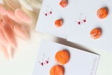 Load image into Gallery viewer, Orange Circle Resin Earrings