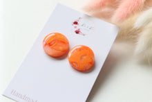 Load image into Gallery viewer, Orange Circle Resin Earrings