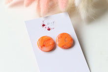 Load image into Gallery viewer, Orange Circle Resin Earrings