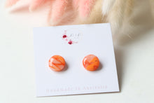 Load image into Gallery viewer, Orange Circle Resin Earrings
