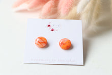 Load image into Gallery viewer, Orange Circle Resin Earrings