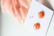 Load image into Gallery viewer, Orange Circle Resin Earrings
