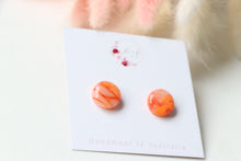 Load image into Gallery viewer, Orange Circle Resin Earrings