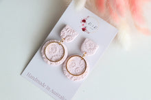 Load image into Gallery viewer, Pink Circle Charm Dangle Earrings