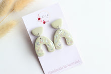 Load image into Gallery viewer, Green Paua Iridescent Shell Earrings