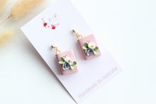 Load image into Gallery viewer, Pink Floral Book Earrings