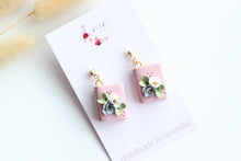 Load image into Gallery viewer, Pink Floral Book Earrings