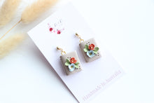 Load image into Gallery viewer, Tan Floral Book Earrings