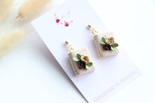 Load image into Gallery viewer, Beige Floral Book Earrings