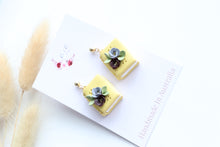 Load image into Gallery viewer, Yellow Floral Book Earrings