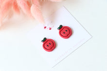 Load image into Gallery viewer, apple_stud_earrings_handmade_up_view