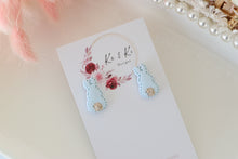 Load image into Gallery viewer, blue_bunny_stud_earrings_handmade_left_side_view