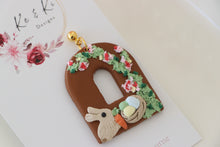 Load image into Gallery viewer, bunny_easter_egg_arc_dangle_earrings_handmade_up_view