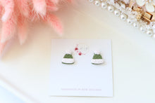 Load image into Gallery viewer, christmas_hat_stud_earrings_handmade_front_view