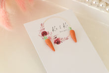 Load image into Gallery viewer, mini_carrot_stud_earrings_handmade_front_view