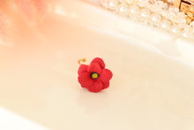 Load image into Gallery viewer, red_flower_ring_handmade_top_view