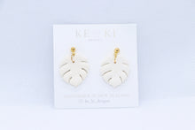 Load image into Gallery viewer, White Monstera Earrings