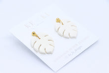 Load image into Gallery viewer, White Monstera Earrings