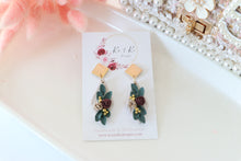 Load image into Gallery viewer, 3d_floral_drop_dangle_handmade_earrings_front_view
