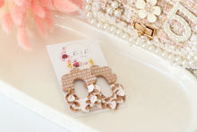 Load image into Gallery viewer, Bohemian_Floral_Dangle_Earrings_beige_handmade_front_near_view
