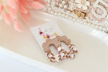 Load image into Gallery viewer, Bohemian_Floral_Dangle_Earrings_beige_handmade_front_side_view
