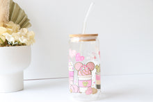 Load image into Gallery viewer, Coffee Theme Glass Coffee Cup With Bamboo Lid And Glass Straw
