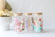 Load image into Gallery viewer, Coffee Theme Glass Coffee Cup With Bamboo Lid And Glass Straw
