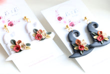 Load image into Gallery viewer, Witch Hat Polymer Clay Earrings – Handmade Halloween Earrings | Spooky Cute Statement Jewelry | KeandKi Designs (Black Flower)
