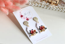 Load image into Gallery viewer, Tomb Polymer Clay Earrings – Handmade Gothic Floral Halloween Earrings | Spooky Elegant Jewelry | KeandKi Designs (White)

