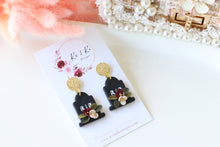 Load image into Gallery viewer, Tomb Polymer Clay Earrings – Handmade Gothic Floral Halloween Earrings | Spooky Elegant Jewelry | KeandKi Designs (White)
