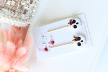 Load image into Gallery viewer, Floral Tiny Skull Polymer Clay Earrings – Mini Gothic Floral Earrings | Handmade Spooky Cute Jewelry | KeandKi Designs (Red Beige)
